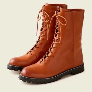 JCrew brand new Gwen lug-sole leather lace-up tall shaft boots